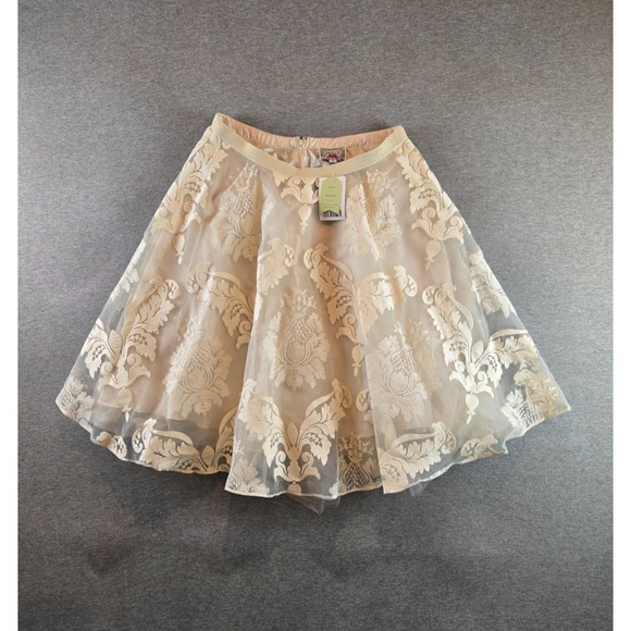 Anthropologie Yoana Baraschi Cream Circle Tulle Skirt Sz. 6 Ivory Lined Lace NWT - Picture 1 of 14